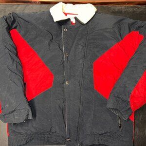 Vintage J.J. Cochran Bomber Ski Jacket Black and Red Sz. L (GS36)‎